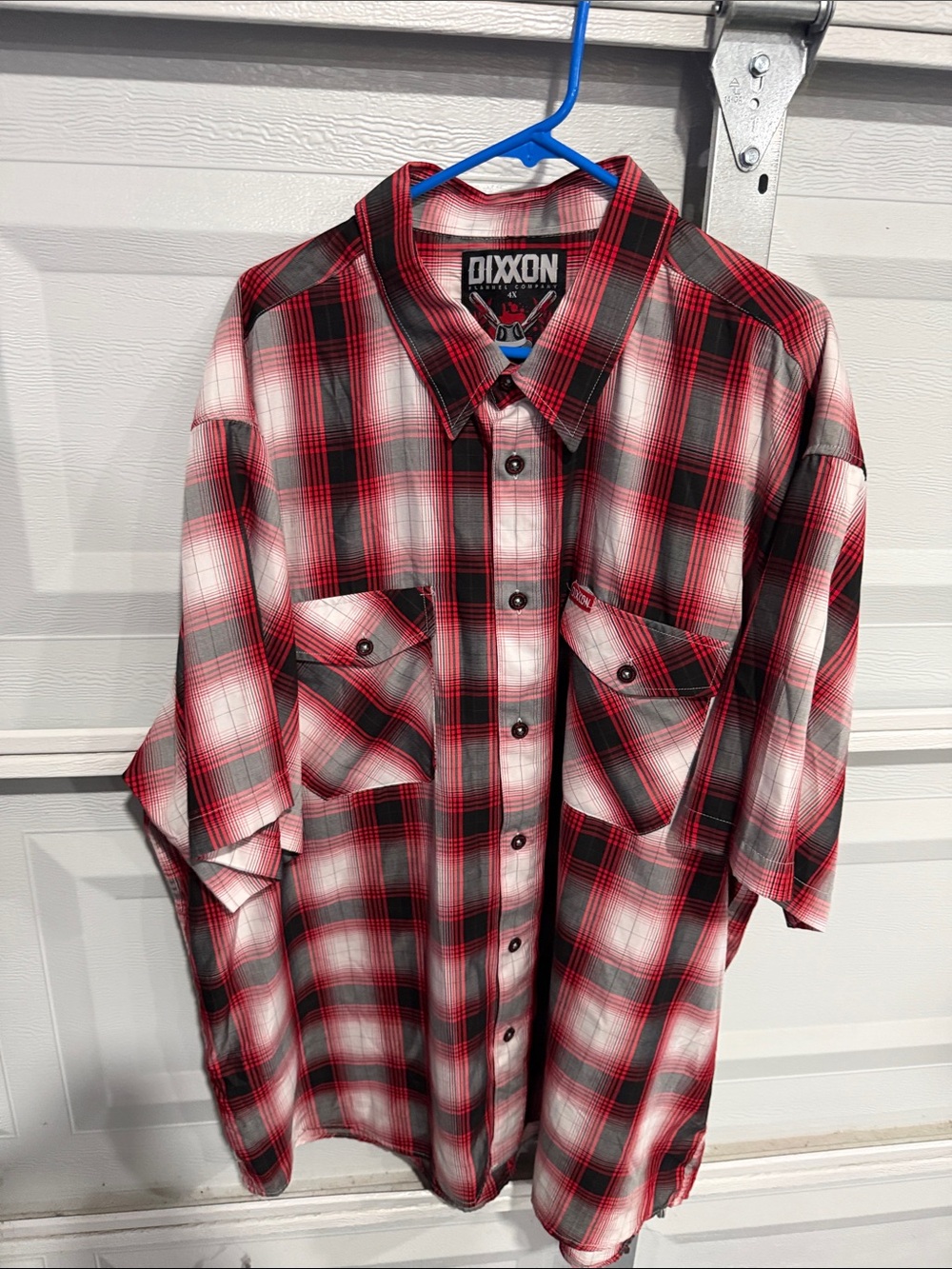 DIXXON Red, Black & White Plaid Casual Button-Down Shirt - Picture 5 of 6